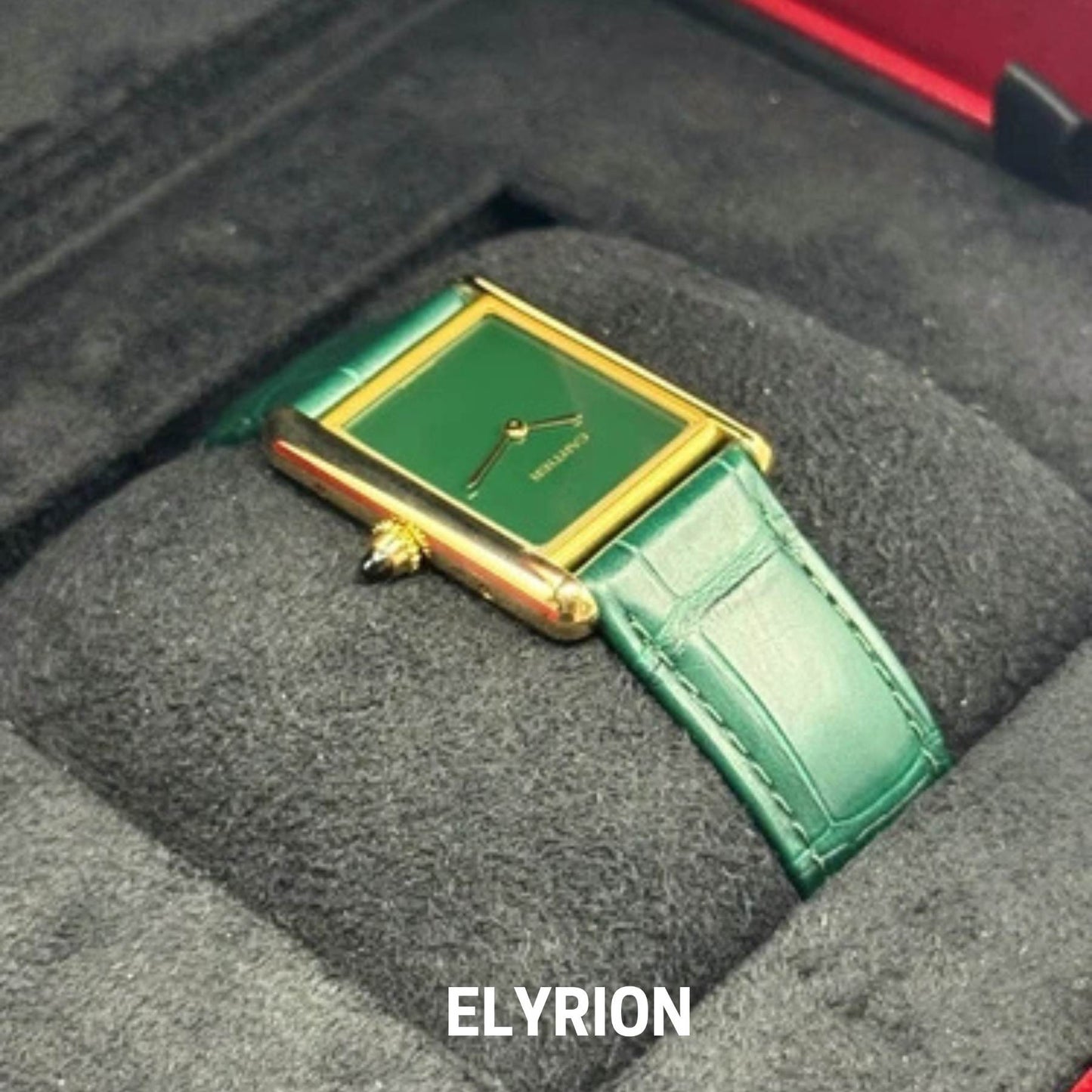 Montre Femme - Tank Louis Vert & Gold