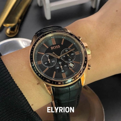 Montre Homme HB - 1513092 Chronographe en Cuir Noir