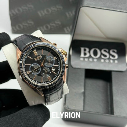 Montre Homme HB - 1513092 Chronographe en Cuir Noir